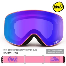 Nueva nandn marca uv400 gafas de esquí gafas de esquí doble lente anti-vaho para adultos gafas de esquí snowboard de las mujeres de los hombres de nieve gafas