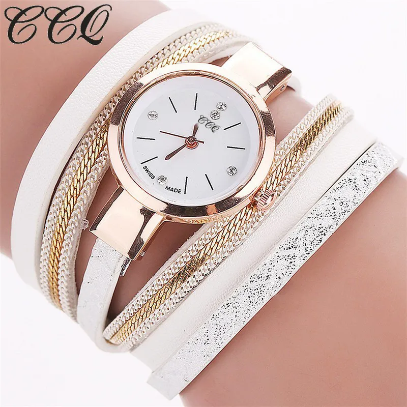 2016 CCQ New Fashion Leather Bracelet font b Watches b font Casual Women Wristwatch Luxury Quartz