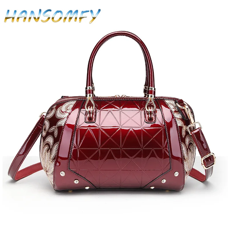 

HANSOMFY Designer Women Handbag Patent Leather Shoulder Bags High Quality Ladies Large Capacity Tote Crossbody Bags MX-65