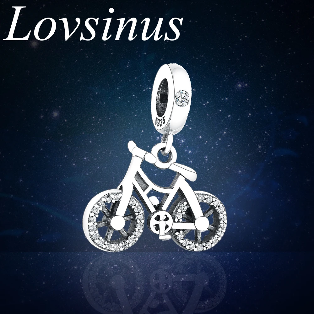 

2019 New 100% 925 Sterling Silver Brilliant Bicycle Dangle Charms Fit Original Pandora Charms Bracelets For Women Jewelry Making
