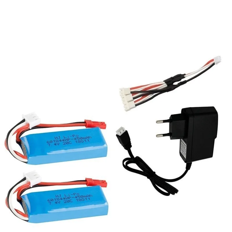 7,4 V 450mAh Lipo батарея с 7,4 v зарядное устройство наборы для WLtoys K969 K979 K989 K999 P929 P939 RC автомобильные запчасти 7,4 v 2s Аккумуляторы для игрушек автомобилей - Цвет: Сиренево-синего цвета