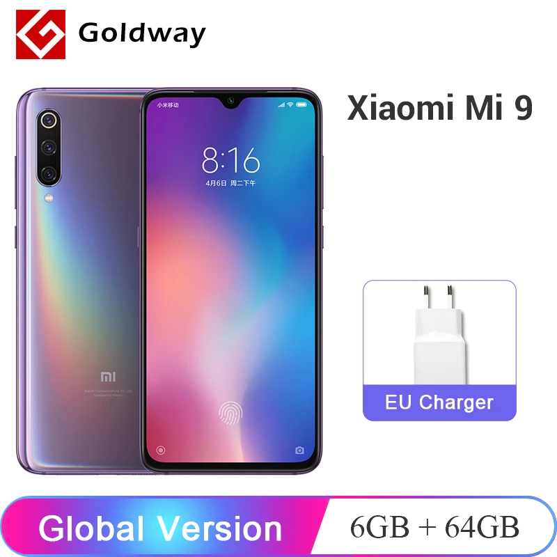 Глобальная версия Xiaomi mi 9, 6 ГБ, 64 ГБ, смартфон mi 9 Snapdragon 855, четыре ядра, 6,39 дюймов, 48 МП, тройная камера с дисплеем, отпечаток пальца