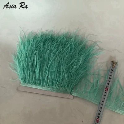mint green Высококачественная пушистая Страусиная пером тканевая боковина длиной 10 метров DIY аксессуары для одежды декоративные аксессуары 10-15 см - Цвет: mint green