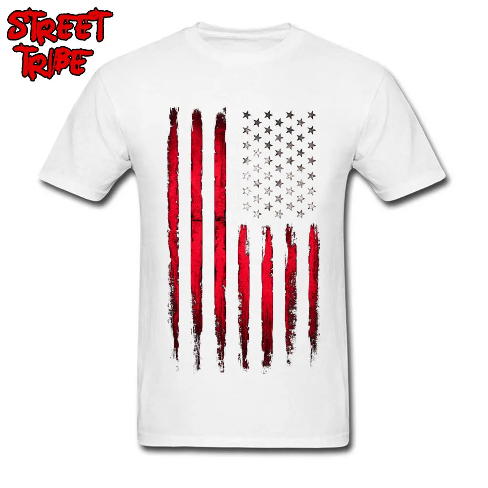 Brand New Boy T-shirts Crewneck Short Sleeve Cotton Fabric Camisa Tops Tees Custom Tops T Shirt Wholesale American stars and stripes flag Grunge white