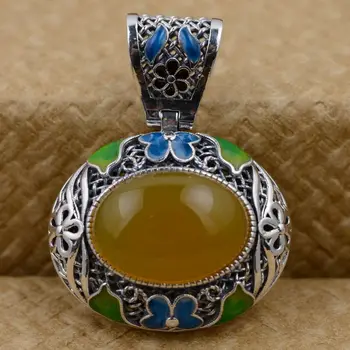 

i S925 wholesale Sterling Silver Inlay Pendant Shaolan filigree craft