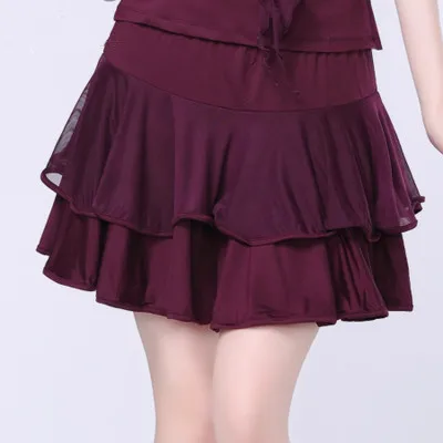 Женская 7 цветов юбка для латинских танцев ча-ча/Румба/Самба/Танго/Сальса юбка для танцев s - Цвет: Фиолетовый