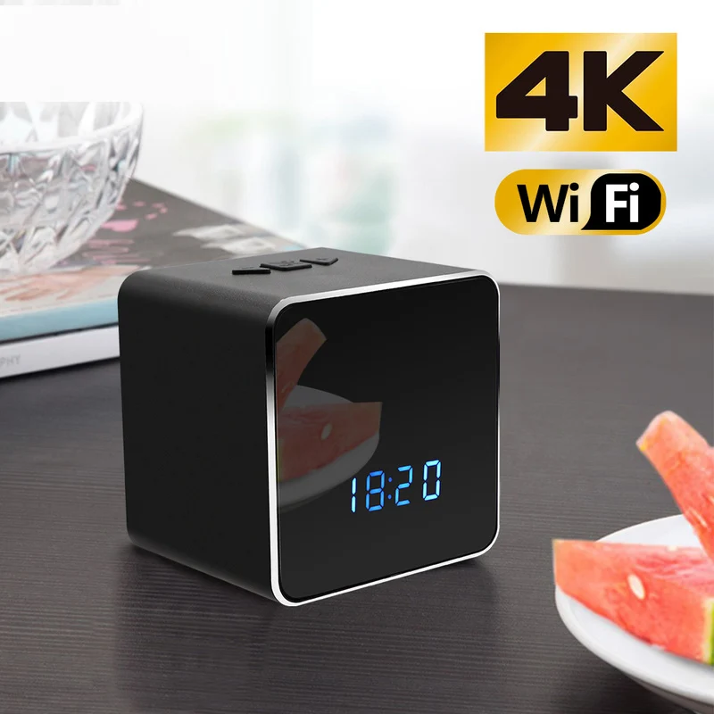 

WIFI 4k Night Vision camcorder video HD Security Mini Camera Clock Wireless Bluetooth Speaker Player Electronic Home Security