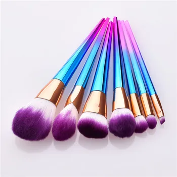 

7pcs/set Makeup Brushes Set Rainbow Handle Diamond Foundation Powder Blush EyeShadow Lip Brush Beauty Makeup Tools T07061 TM003