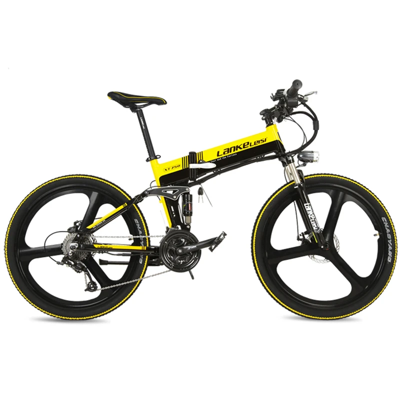 Discount XT750S Intelligent 5-Level Assist 26" Folding Electric Bike, 27 Speed, Hydraulic Disc Brake, 400W Motor, 48V Top Brand Battery 0