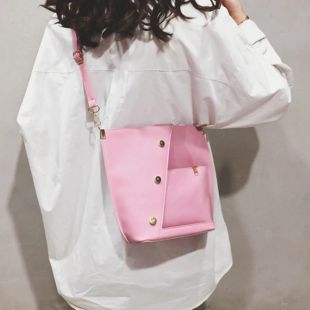 

MUQGEW Candy colored Casual Large Capacity Women's Fashion Handbag Rivet Diagonal Package Translucent Shoulder Bag #0428