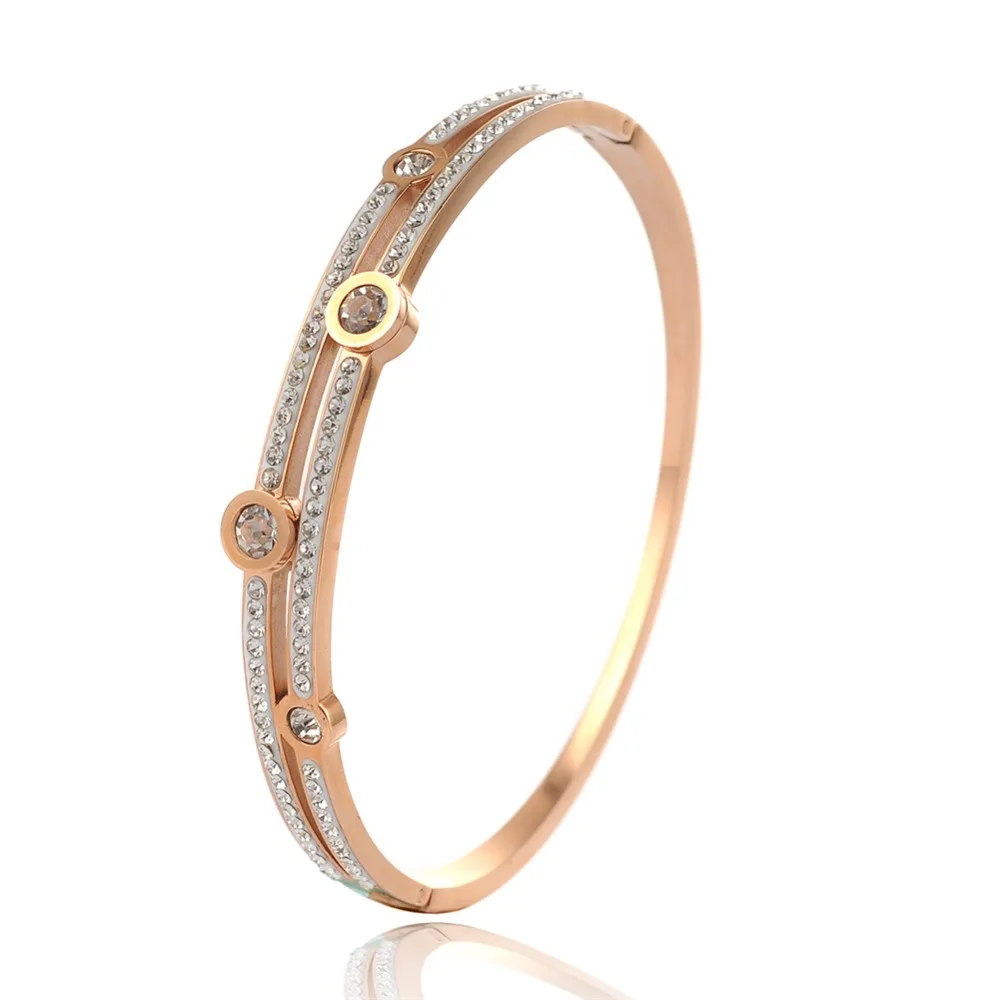 Роскошные Pulseiras Feminina двойной слой горный хрусталь любовь манжеты браслет из нержавеющей стали браслеты женские свадебные Bijoux