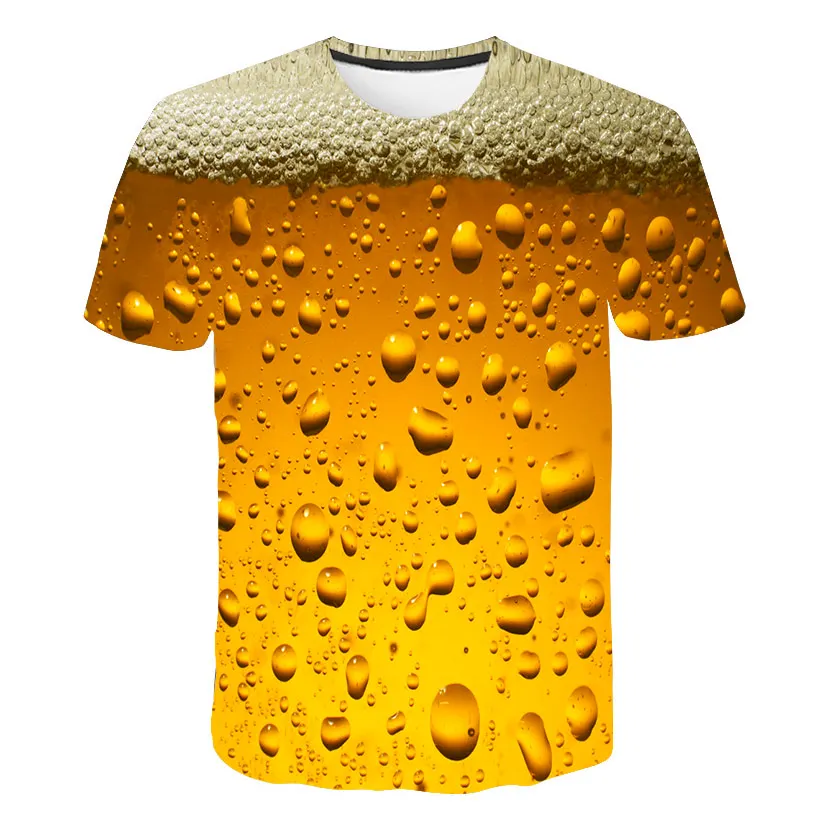 

Explosive models 3D printing T-shirt men's beer summer hip-hop short-sleeved summer fashion street casual T-shirt S-6XL