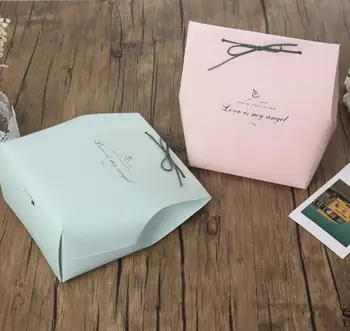 

Wedding Birthday Party Favour Gift Sweet Boxes Papercard Leather Rope Favor Bags Store Shop Wrap Clothing packaging green pink