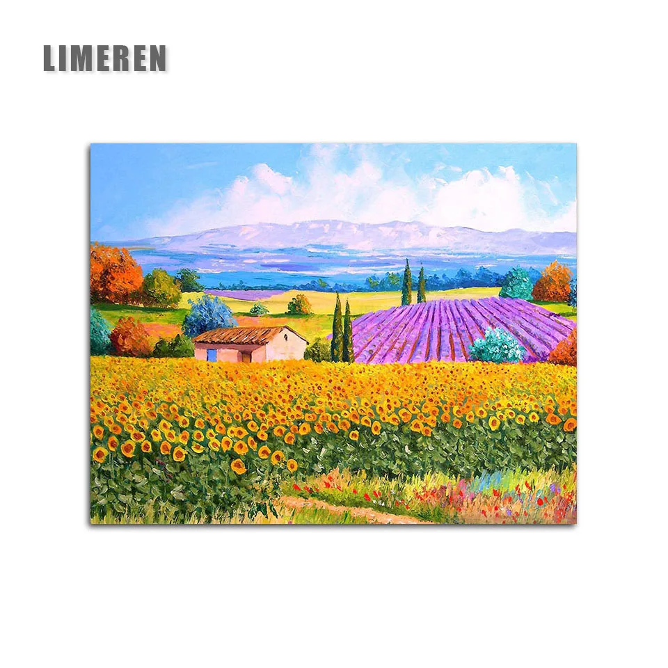 

Frameless Sunflower Field Painting By Numbers DIY Picture Oil Digital Painting On Canvas For Home Decor Living Room Wall Art