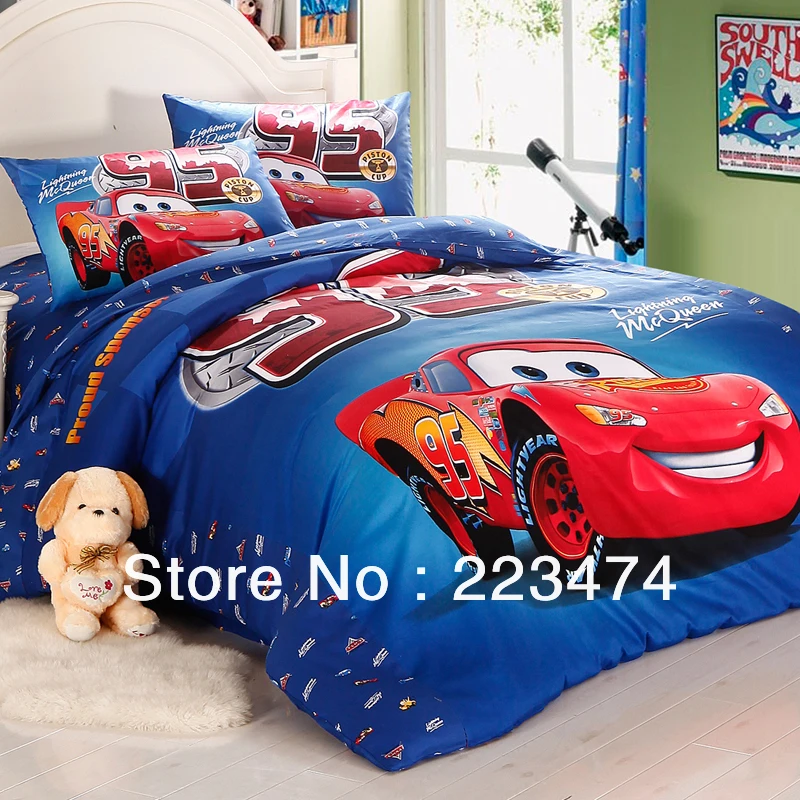 Free Shipping!2013 Children bed cartoon Cars bedding set queen size
