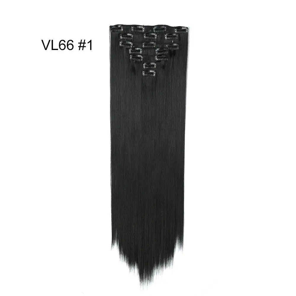 Valenwigs 2" 130 г Длинные прямые чистый цвет 7 шт. синтетические волосы высокой температуры волокна на всю голову клип в наращивание волос - Цвет: #1