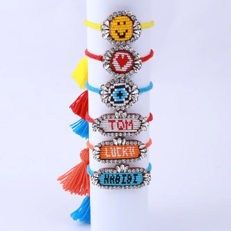 

2018 Colorful New Bohemian Design Boho Weave Beaded Tassel Crystal Magnetic Bracelets For Women Jewelry 380