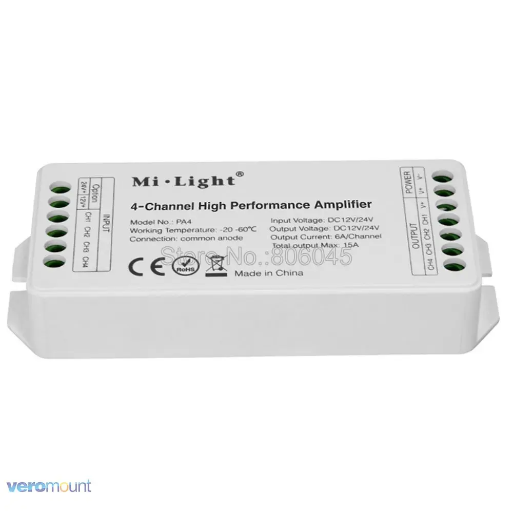 Mi.Light DC12V 24V 15A PA4 4 канальный светодиодный усилитель контроллер ретранслятор