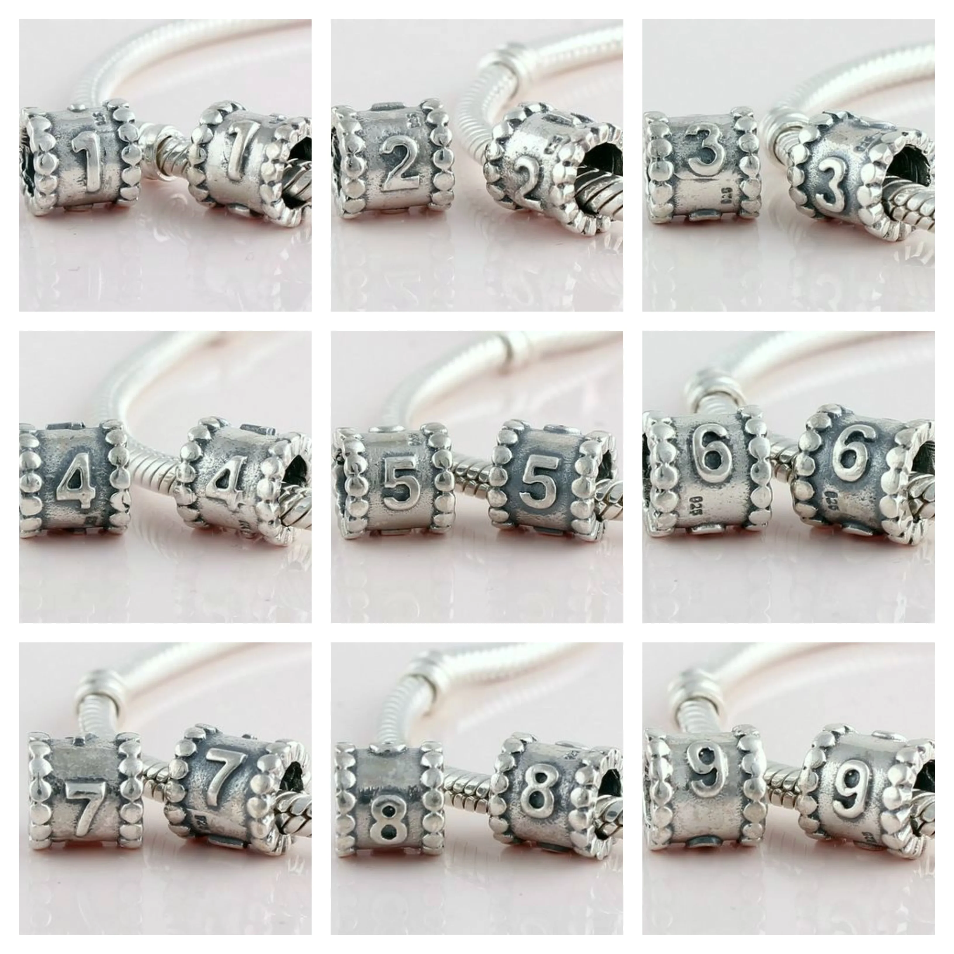 

Authentic 925 Sterling Silver Simple Personality Number 0 1 2 3 4 5 6 7 8 9 Beads Fit European Charms Pandora Bracelets Jewelry