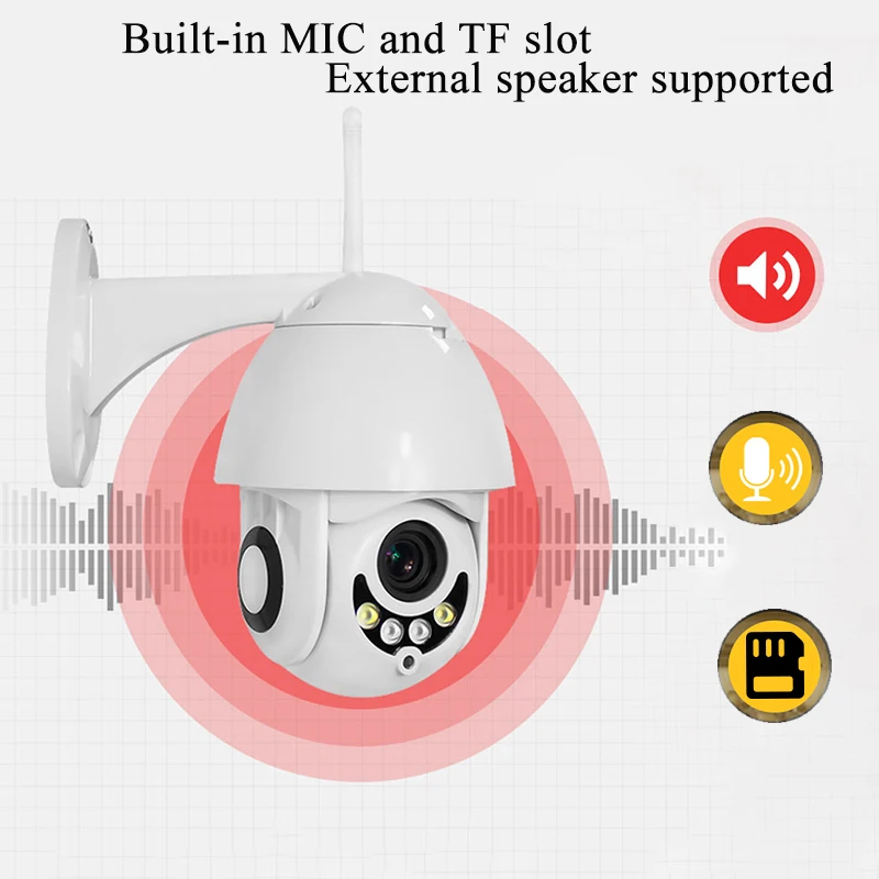 Купольная мини камера KONLEN CamHi 1080P PTZ Wi Fi для улицы IP 5X оптический зум беспроводная HD