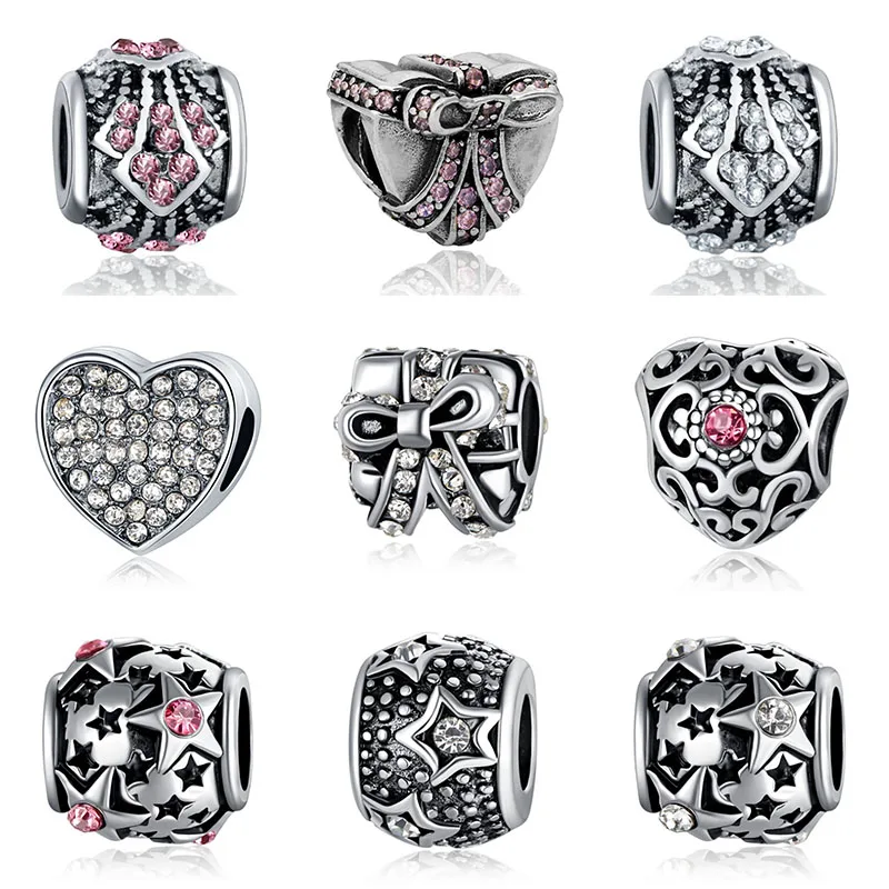 Fit charms plata de ley 925 браслет Ювелирная бижутерия с кристаллом Шарм горка Pendantss Морская звезда бусины в античном стиле DGB458