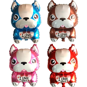 

New 50pcs I LOVE YOU BullDog dog fiol Balloon Children's Birthday Party Wedding Decoration Toys For Kids Helium Foil Balloons