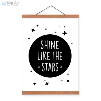

Black White Minimalist Modern Shine Quotes Wooden Framed Canvas Painting Living Room Decor Wall Art Print Pictures Poster Hanger