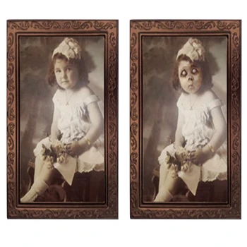 

3D Ghost Face Photo Frame Funny Toy Horror Ghost Lenticular Morphing Changing Moving Face Halloween Party Home Bar Haunted Props