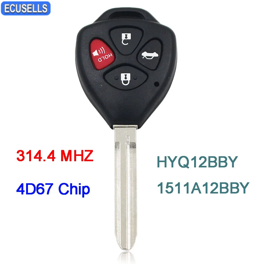 4 Buttons Remote Key Smart Car Key Fob 314 4 MHZ 4D67 Chip For Toyota 