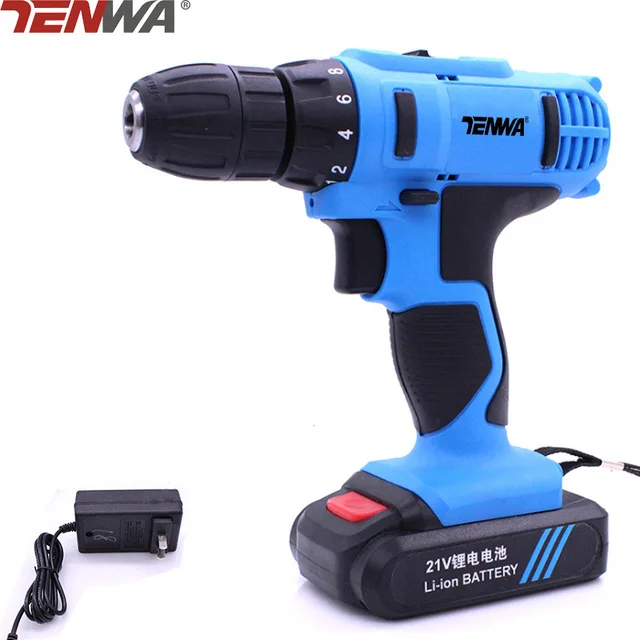 

Tenwa 21V Electric Drill Max Household DIY Lithium-Ion Battery EU Set 2 Speed Cordless Drill Driver Power Tools