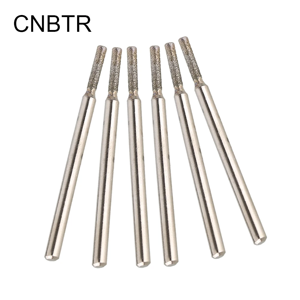 CNBTR Silver 3mm Shank 2mm Cylinder Point Diamond Coated Tipped Rotary