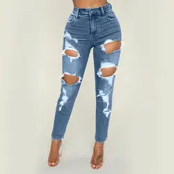 2019 новейшая мода дамы Браво чудесные джинсы джинсовые рваные джинсы женские Высокая талия стрейч женское платье брюки