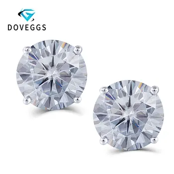 

DovEggs Sterling Solid 925 Silver 4CTW 8mm Slight Grey Heart Arrow Cut Moissanite Stud Earring Push Back for Women with 14K Pin
