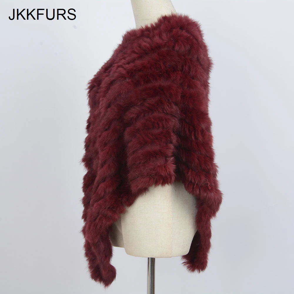 Womens Knitted Poncho Real Rabbit Fur Fashion Style Winter Autumn Warm Fur Shawl Ladies Top Quality Cape S1071S