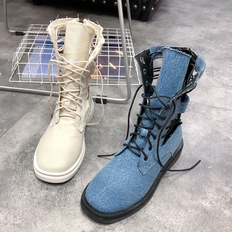 

Fashion retro college style high-top women's boots fashion comfortable non-slip openwork Martin boots.