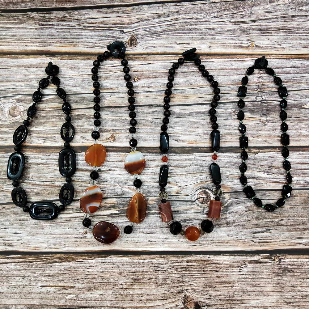 Lii Ji Unique Natural Stone Black Onyx Freshwater Pearl Agates Pyrite Crystal Necklace Stock Sale Only 1pcs Each Chain Necklaces Aliexpress