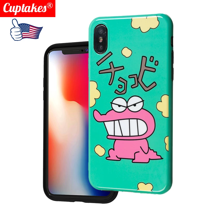 

Luxury Glossy Soft Silicone Case for Apple iPhone 7 8 Plus X 10 XS Max XR 6S 6 Cover Cute Cartoon Baby dinosaur Green from Japan