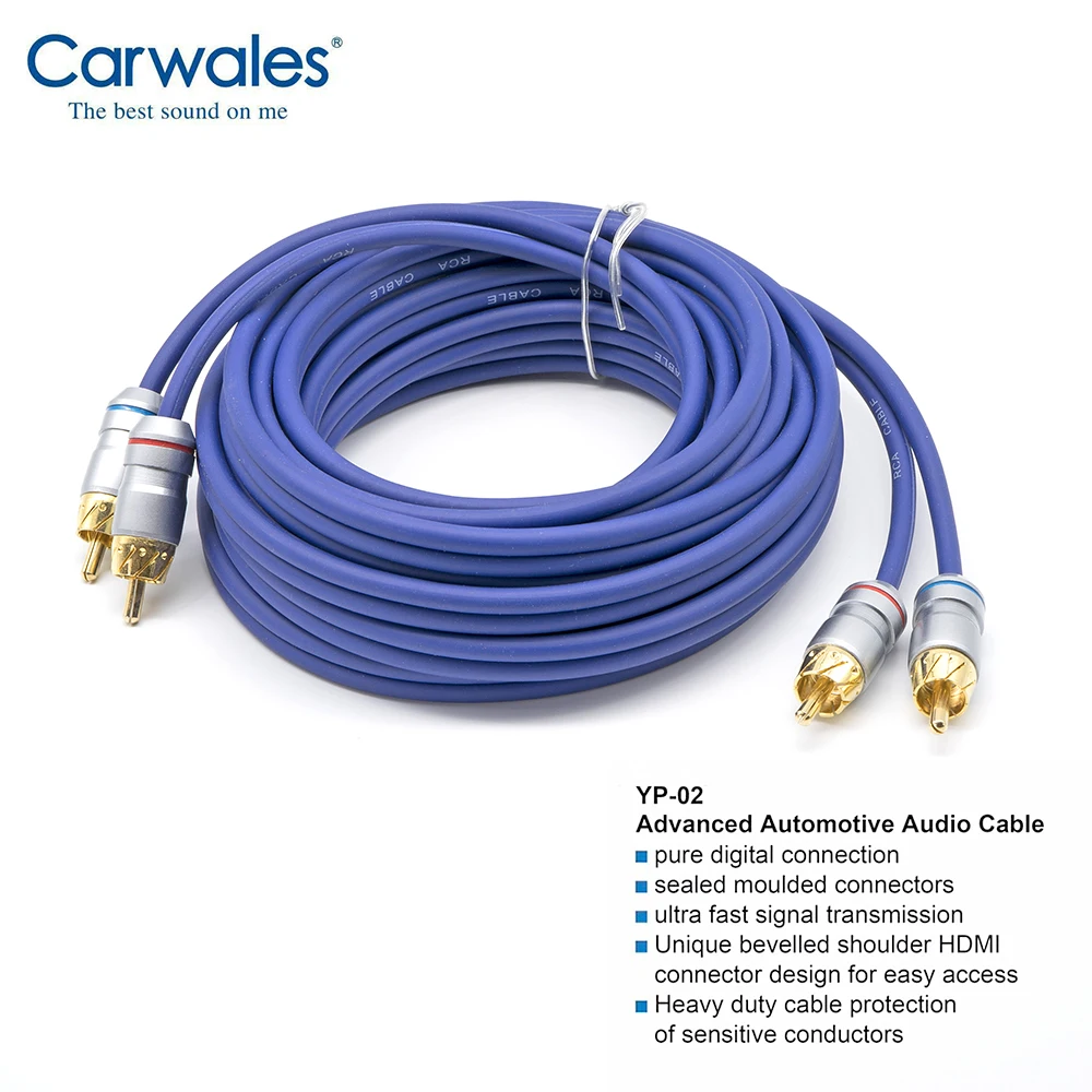 Carwales Professional 5m Signal Wire Pure Copper Car Speakers Subwoofers Amplifier Audio RCA Cable Connector HIFI Stereo for Car