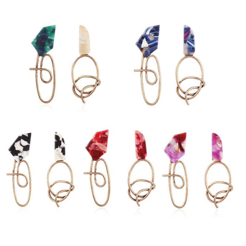 

2019 Korean Earrings Fashion Geometric Resin Dangle Drop Earrings For Women Metal Hanging Earings Jewelry Gifts