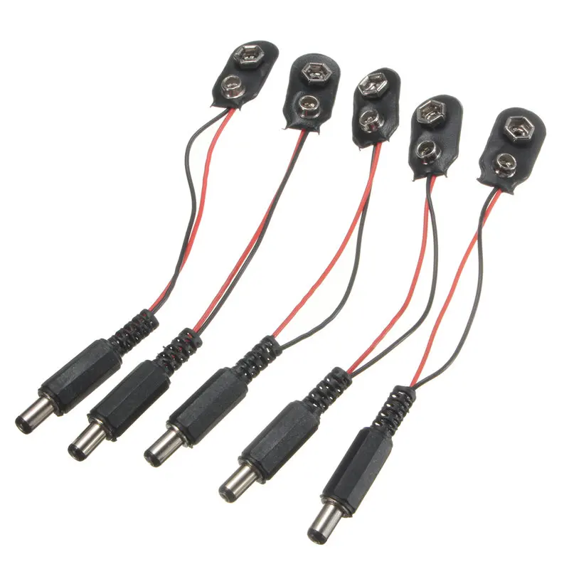

HOT DC 9V I-Type 5PCS Battery Power Cable Clip Barrel Jack Connector For Arduino Newest Connectors Terminals