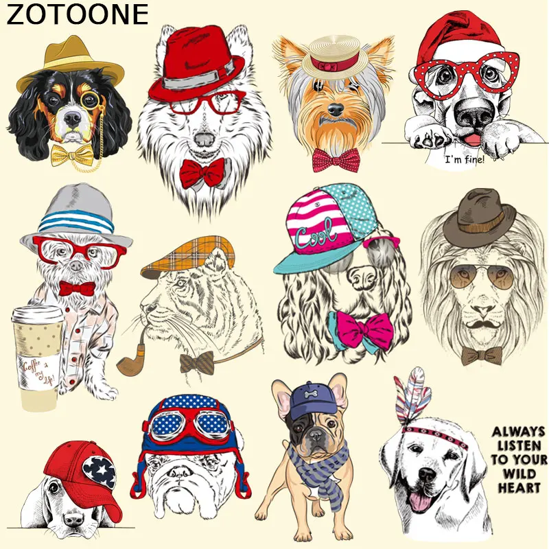 

ZOTOONE Dog Patches Cute Cartoon Animal Stickers for Tops T-shirt Household Iron-on Transfer DIY Decoration Appliqued for Bags C