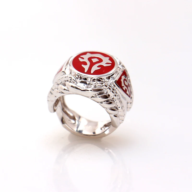 2016World of Warcraft кольцо из нержавеющей стали 316L, Вау красная эмалированная Орда Логотип для женщин/мужчин кольцо для косплея