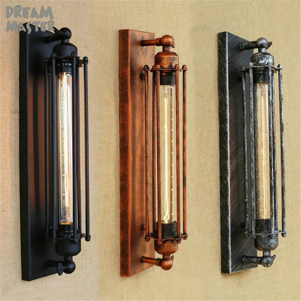 

Loft Industrial iron rust retro wall lamps Vintage E27 Edison bulb sconces wall light for living room bedroom lamp