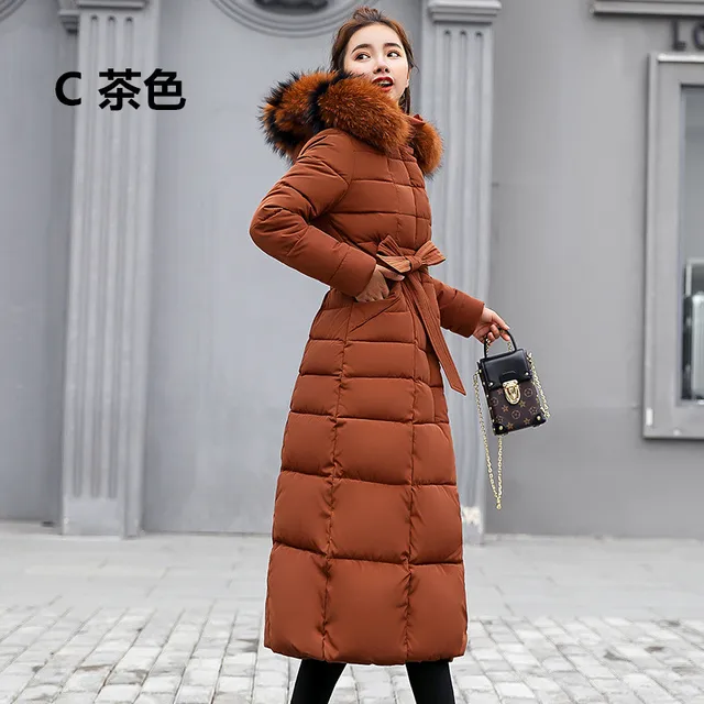 S 3XL Winter New Women Casual Cotton Down Jacket Hoodie Long Parkas Fur