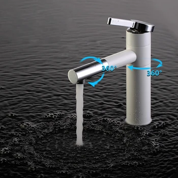 Wholesale And Retail Solid Brass Baking finished bathroom basin Faucet Hot and Cold Water Mixer Tap White Vanity Deck Mount taps Wholesale And Retail Solid Brass Baking finished bathroom basin Faucet Hot and Cold Water Mixer Tap White Vanity Deck Mount taps