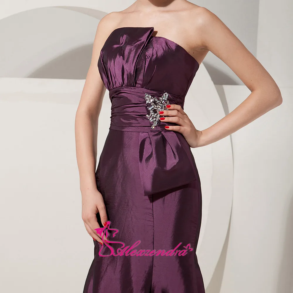 Alexzendra Фиолетовое Атласное прямое платье для матери невесты с ...