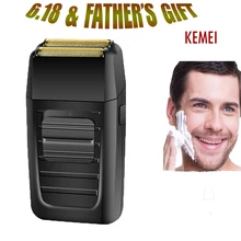 Kemei KM-1102 Аккумуляторная Беспроводная Бритва для мужчин с двумя лезвиями, возвратно-поступательная Бритва для бороды, уход за лицом, многофункциональный мощный триммер