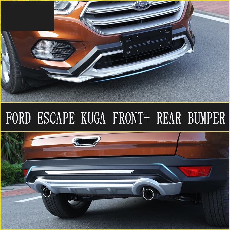 Подходит для Ford Escape Kuga Передний+ задний бампер диффузор бамперы для губ защитная накладка ABS хромированная отделка 2PES