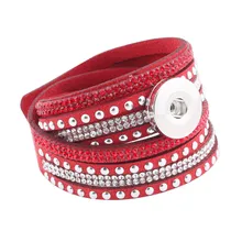 7 цветов Новое поступление Женская Многослойные заклепка с хрусталиком кожа 18/20 мм металлическая кнопка ювелирный браслет сделай сам 40 см ZE177