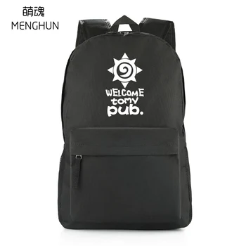 

Game fans backpack Hearth stone game fans backpack black nylon game backpack welcome to my pub school bag student backpack